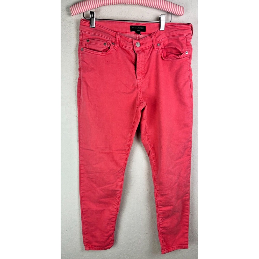 Banana Republic Skinny Jeans Women's Size 29/8 Coral Pink Mid Rise Stretch Denim